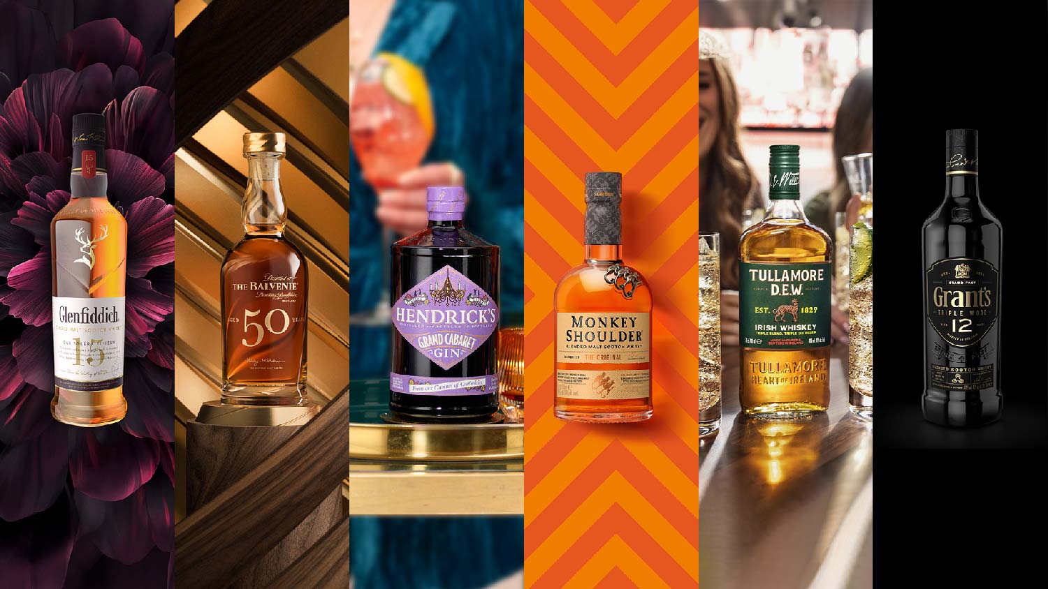 Bottles of various whiskey brands owned by William Grant &amp;amp; Sons
